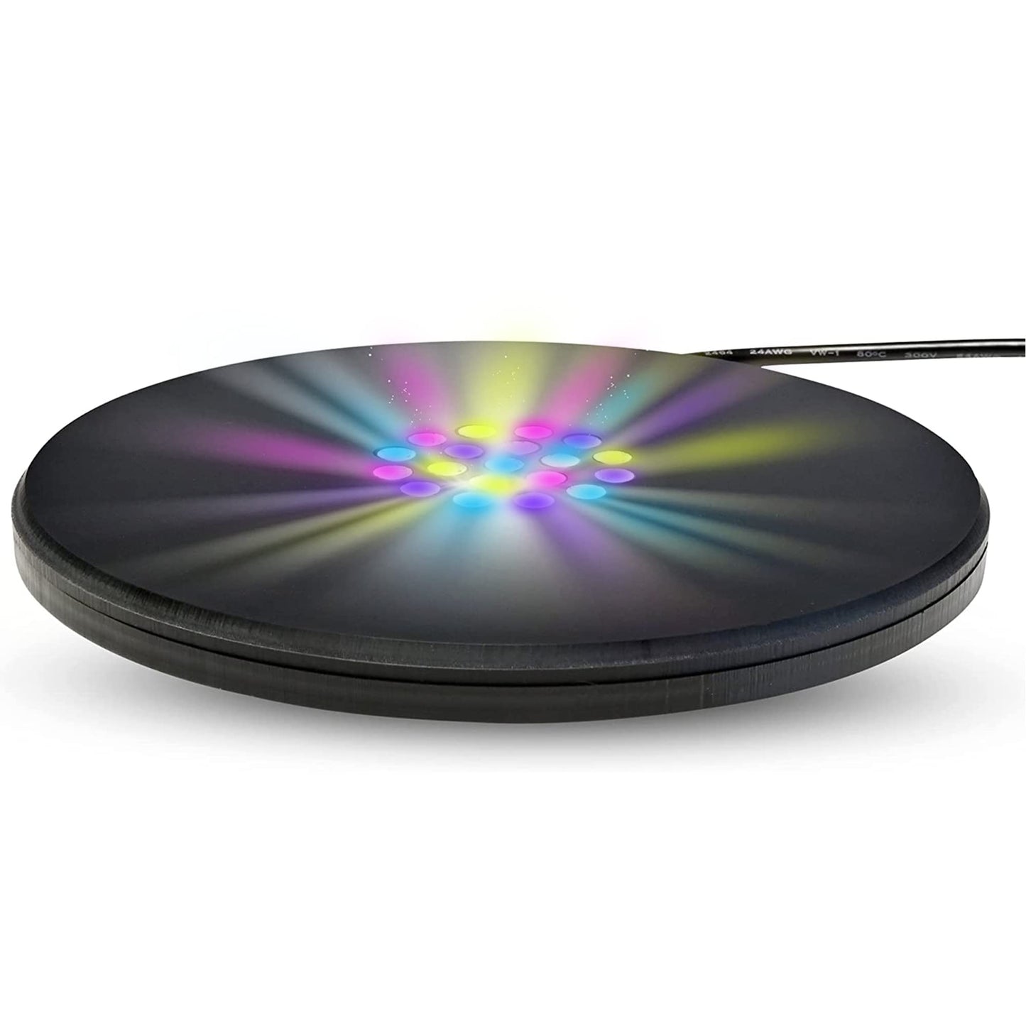 ASENTE 19 LED Color Changing Stand, Circular Illuminated Display Pedestal for 3D Crystal Glass Art, Light Base With AC/USB Plug, Lighted Acrylic Crystal Display Stand, Black