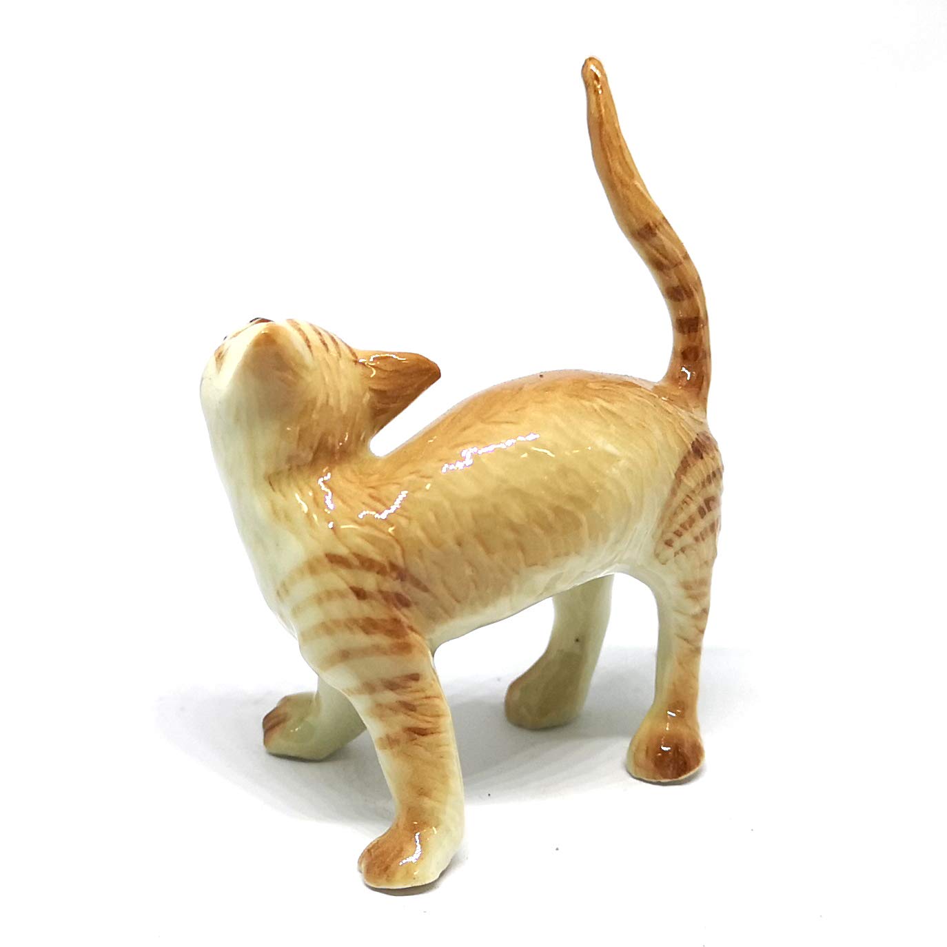 ZOOCRAFT Ceramic Orange Tabby Cat Figurine, Hand-Painted Stoneware Kitten Sculpture for Shelf & Desk — Artisan Gift for Cat Lovers, Cat Moms & Pet Owners