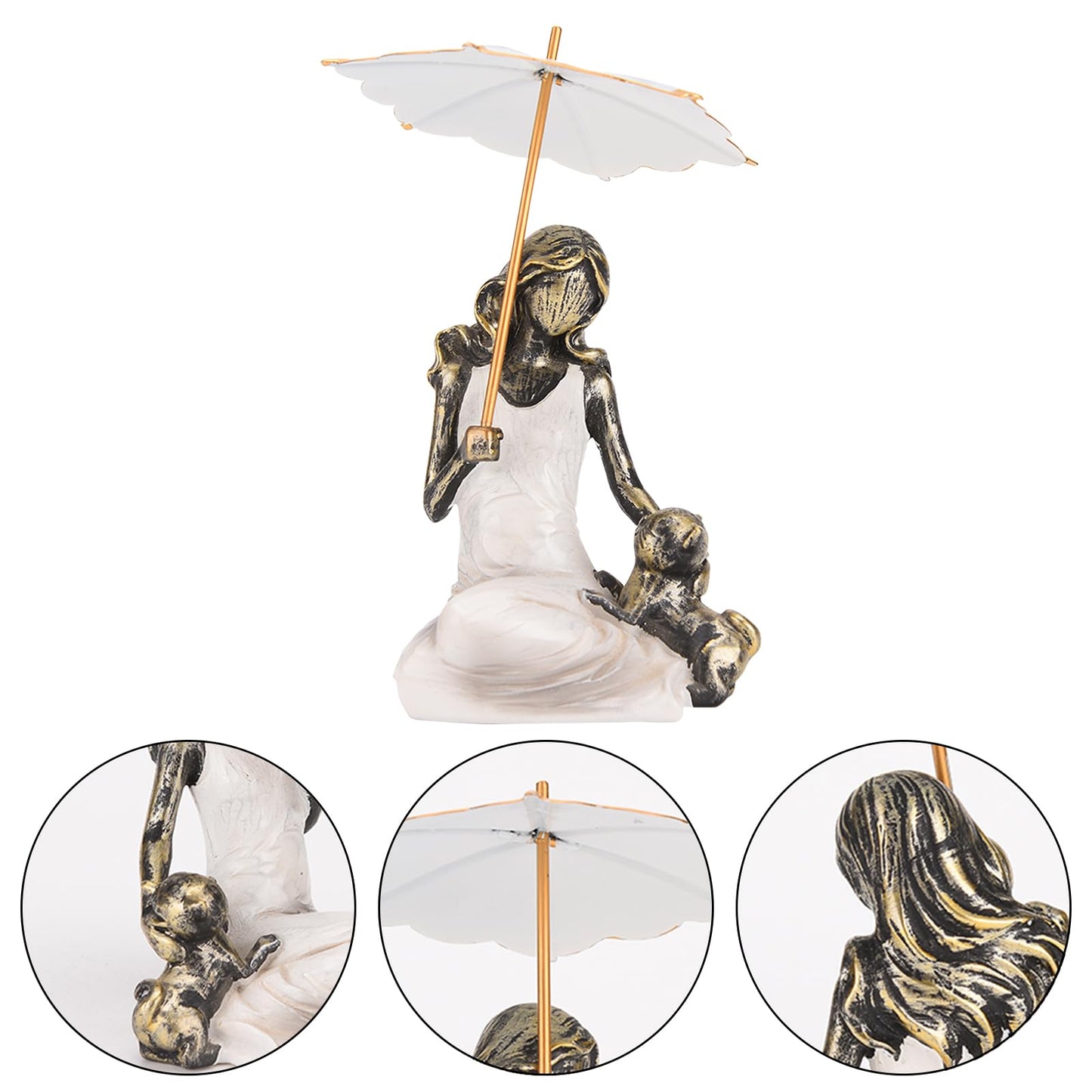 BRABUD Cat Snuggle up to Girl, Resin Statue, Animal Lovers and Cat Owners Gift, Modern Pet Friendship Decor, Home Bedroom Living Room Shelf Decoration Collectible Gift (White) TQSHBS13