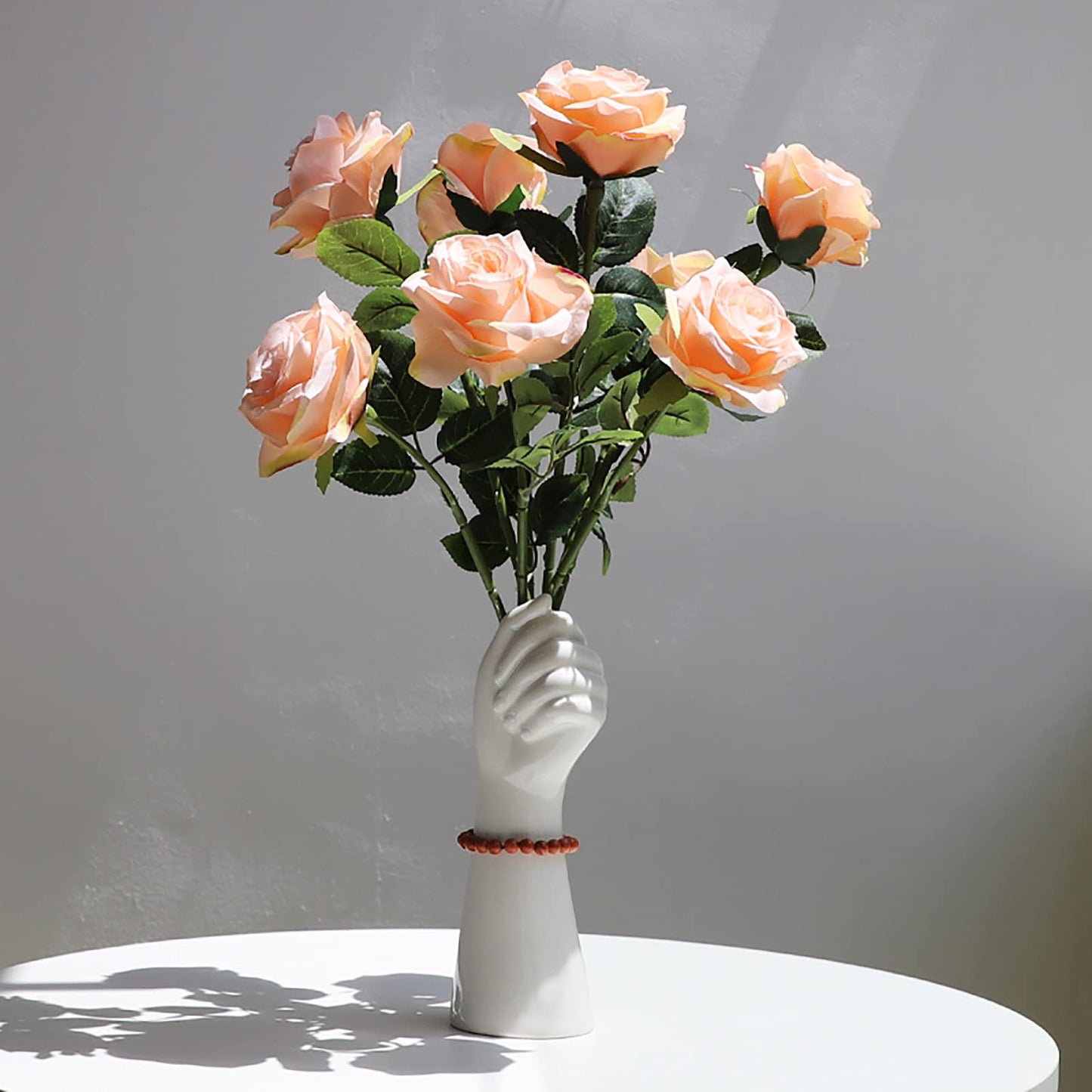 Romehaha Modern Hand Shaped Decorative Vase,9.25''H Ceramic Body Vase, Art Small Flower Vase for Coffee Table Decor,Vases for Flowers,Shelf Living Room Home Farmhouse Table Decor