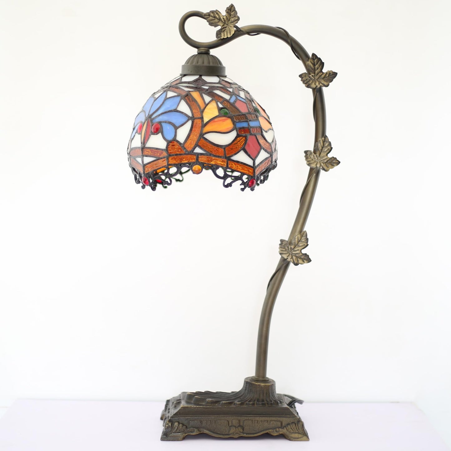 Tasklum Tiffany Style Table Lamp 8" Stained Glass Office Reading Lamp