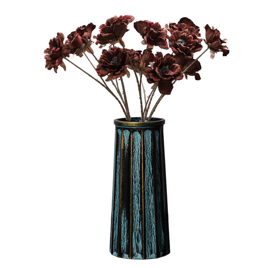 Valemoon Bronze Vintage Vase, 10 Inches Antique Glass Vase Rustic European Unique Chic Style for Tabletop, Kitchen, Office, Living Room Decoration