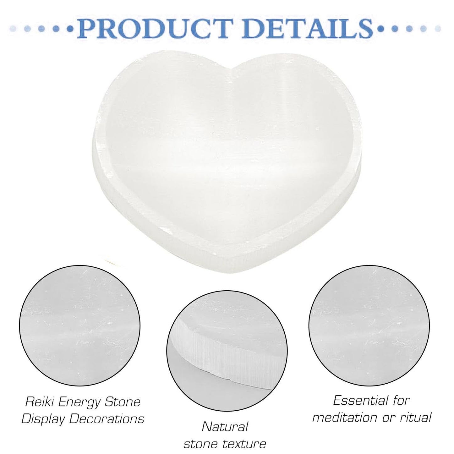 DYNWAVE Selenite Bowl Decor Centerpiece Table Decoration for Men Women Birthday Gift Crafts Ornament Heart Shape Storage Plate, 6.5cm
