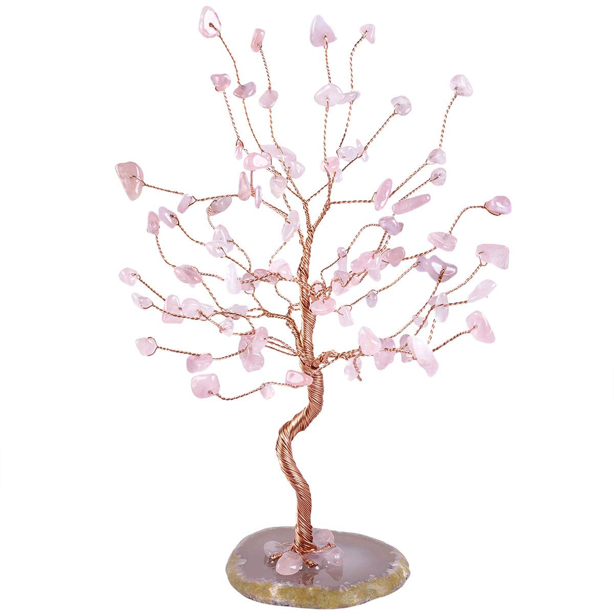 Rockcloud Handmade Rose Quartz Crystal Tree for Home Office Decor 3.5-4.5"