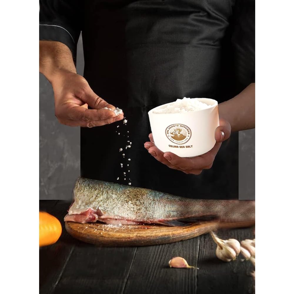 AVA JANE’S KITCHEN Salt Cellar - Colima Sea Salt Container with Lid Elegant Kitchen Salt Holder - Salt Jar with Cover Perfect for Keeping Table Salt, Spice, Gourmet Salt and Salt Pot