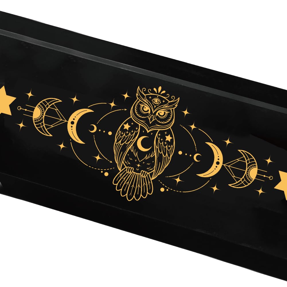 BEUNITONE Pendulum Crystal Holder, Owl Design Wooden Crystal & Jewelry Display Stand Divination Pendulum Storage Rack Tabletop Organiser for Stones, Necklaces and Home Decor