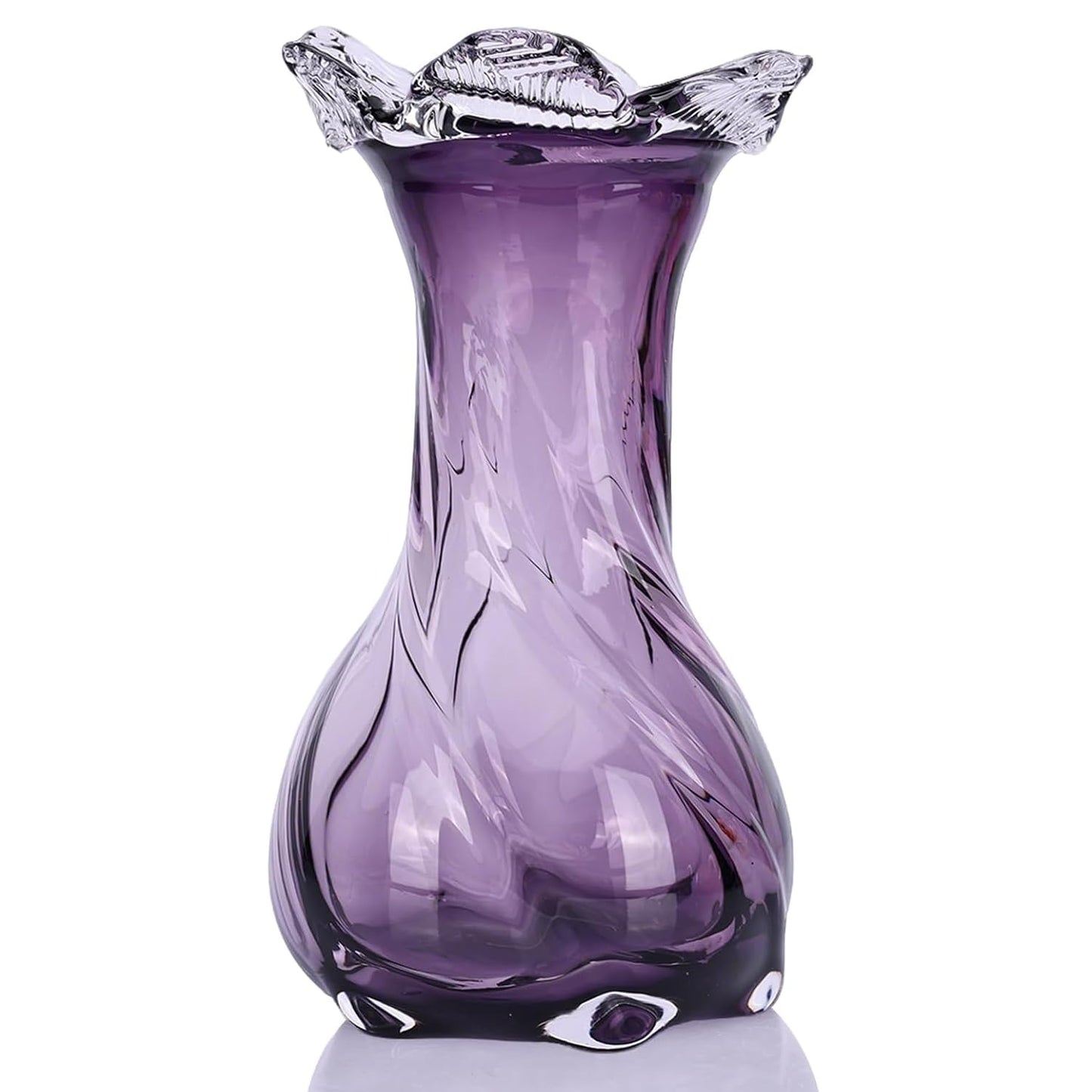 Hand Blown Glass vase, Modern Art Decorative vase, Purple Glass vase Suitable for Decorating Living Room Dining Table Centers, TV cabinets, Offices, and entryway Side Tables.