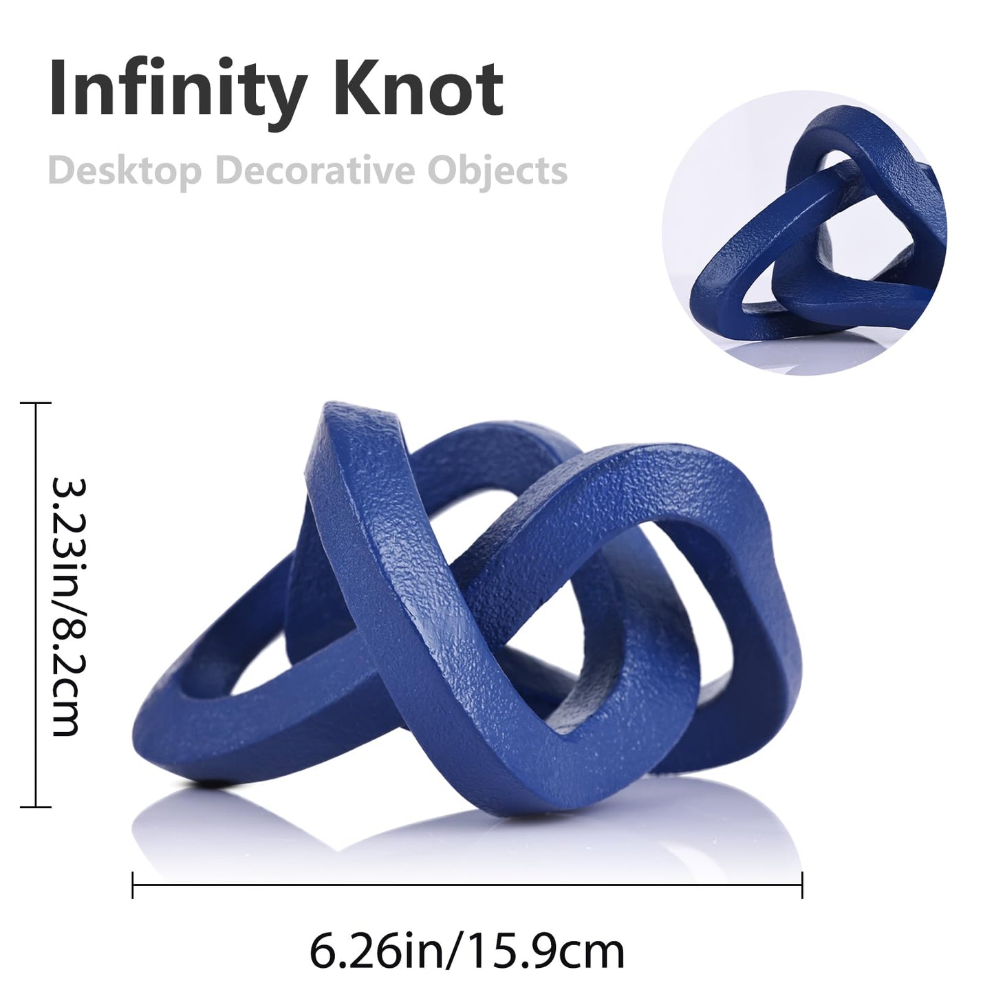 LCCCK Infinity Knot Sculpture Blue Knot Decor Object, Abstract Knick Knacks Coffee Table Modern Statue, Navy Blue Sculpture for Home Living Room Table Ornaments and TV Stand Bookshelf Decorative