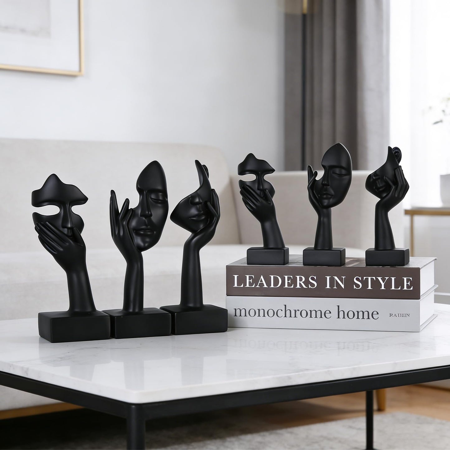 oliruim 3 Pcs Thinker Large Statue Set - Black Art Abstract Home Accent Figurines for Living Room, Bedroom, Shelves, Office Desktop, Coffee Table Decor, Gift for Women (3 Pcs Black, 9")