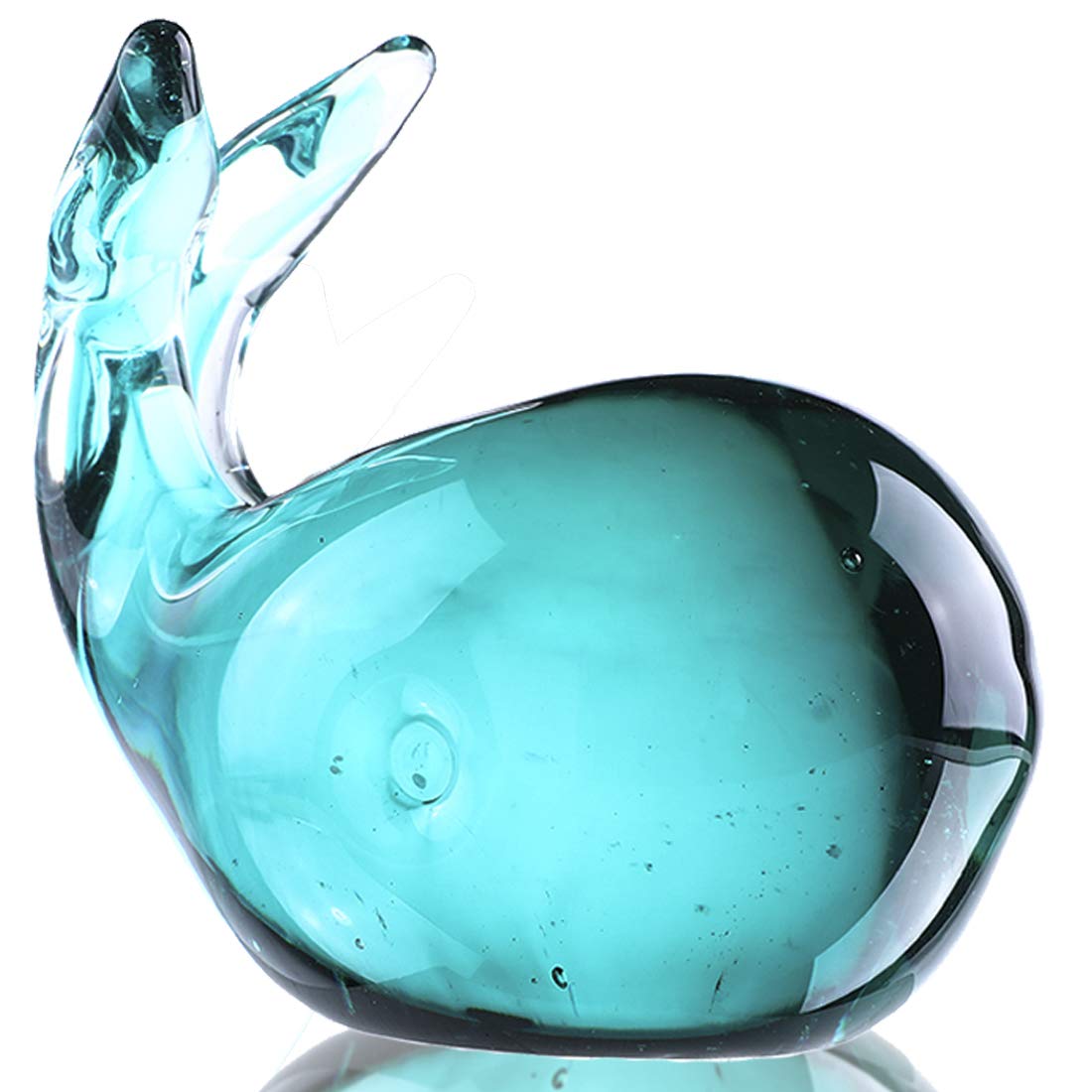 HDCRYSTALGIFTS Blown Glass Whale Figurine Collectibles 3.5'' Handmade Glass Sea Animal Paperweight Aquarium Decor Gift for Mom Women Ocean Lovers