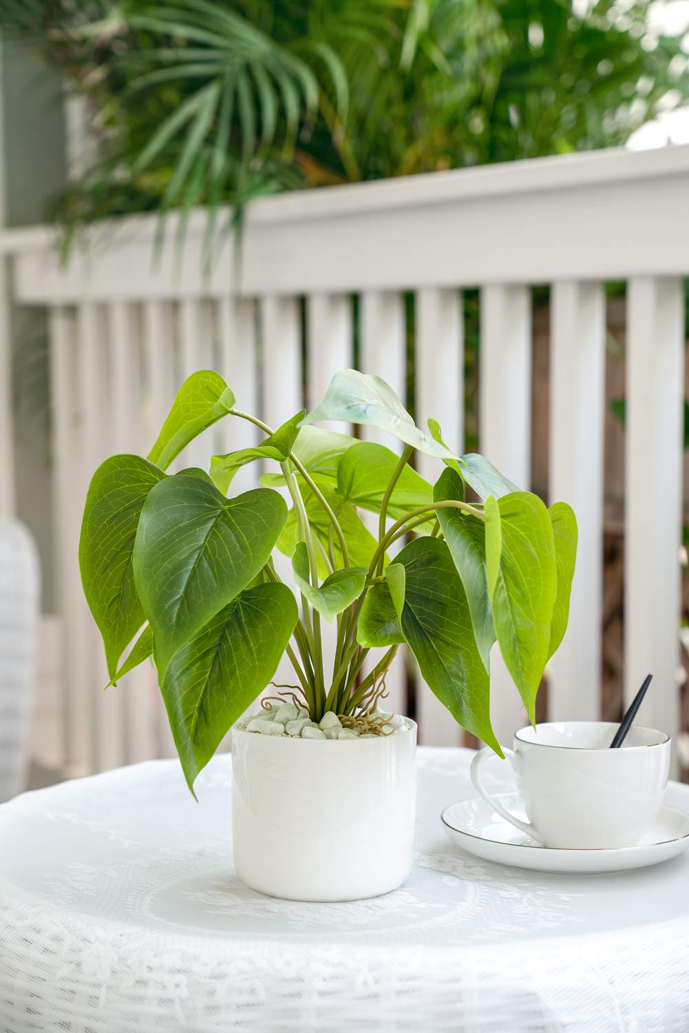 Mkono Fake Plant in Pot, Artificial Plant for Home Decor Indoor Faux Green with Modern Pot Office Desk Decor for Women