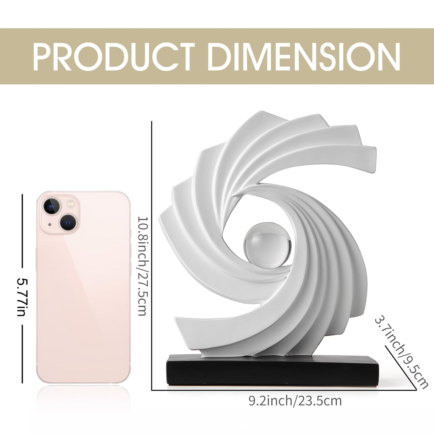 XYQXYQ Abstract Art Statue,Modern Gold Minimalist Decoration,Geometric Abstract Sculpture,Decoraciones para Sala Bedroom Office Coffee Tabletop Centerpiece Decoration Resin Collectibles (White)
