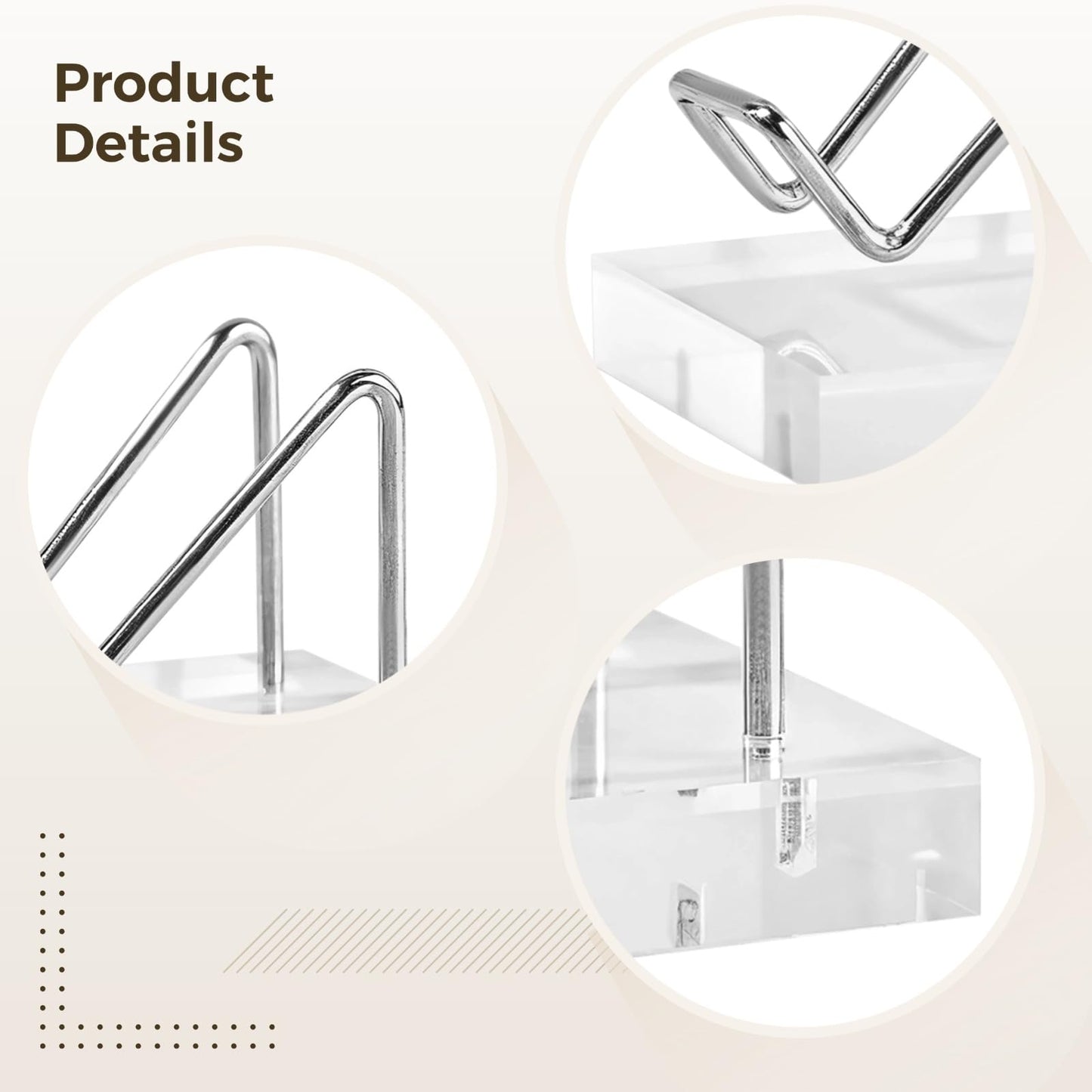 Toyosport 6 Pcs Crystal Display Stand, Rock Display Stands, Acrylic, Crystal Display Shelf with Metal Arms, 5cm Clear Base, Ideal for Rocks, Crystals, and Jewelry Showcasing