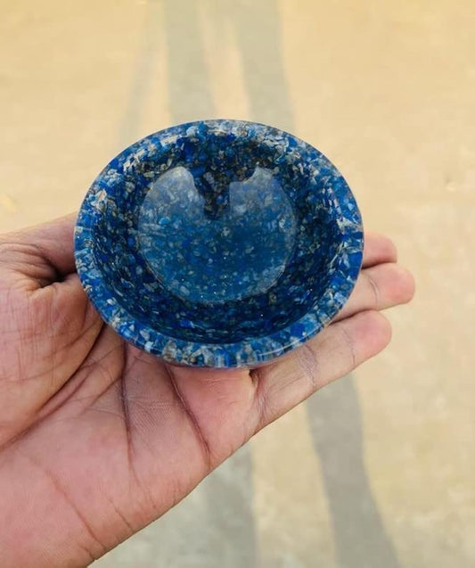 Lapis Lazuli Crystal Bowl Orgone Handmade for Cleansing, Charging, Smudging, Healing, Decoration or Gift - Crystals Holder 2.75-3 Inches