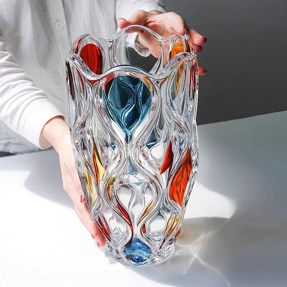 Hand Painted Colorful Vase 11.6 inch Tall.