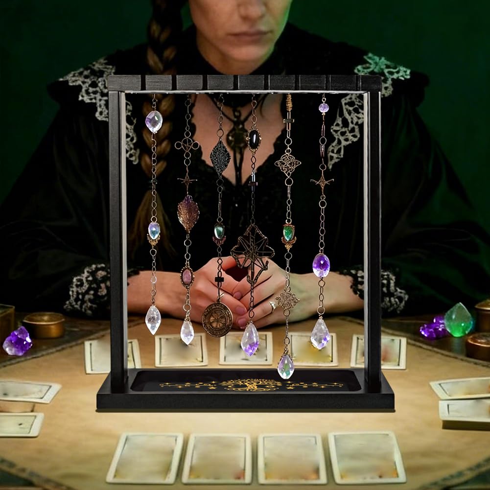 BEUNITONE Tree of Life Display Stand, Wooden Crystal & Jewelry Holder Organiser for Necklaces, Keyrings, Stones, for Home Decor, Market Stall and Craft Fair Showcase