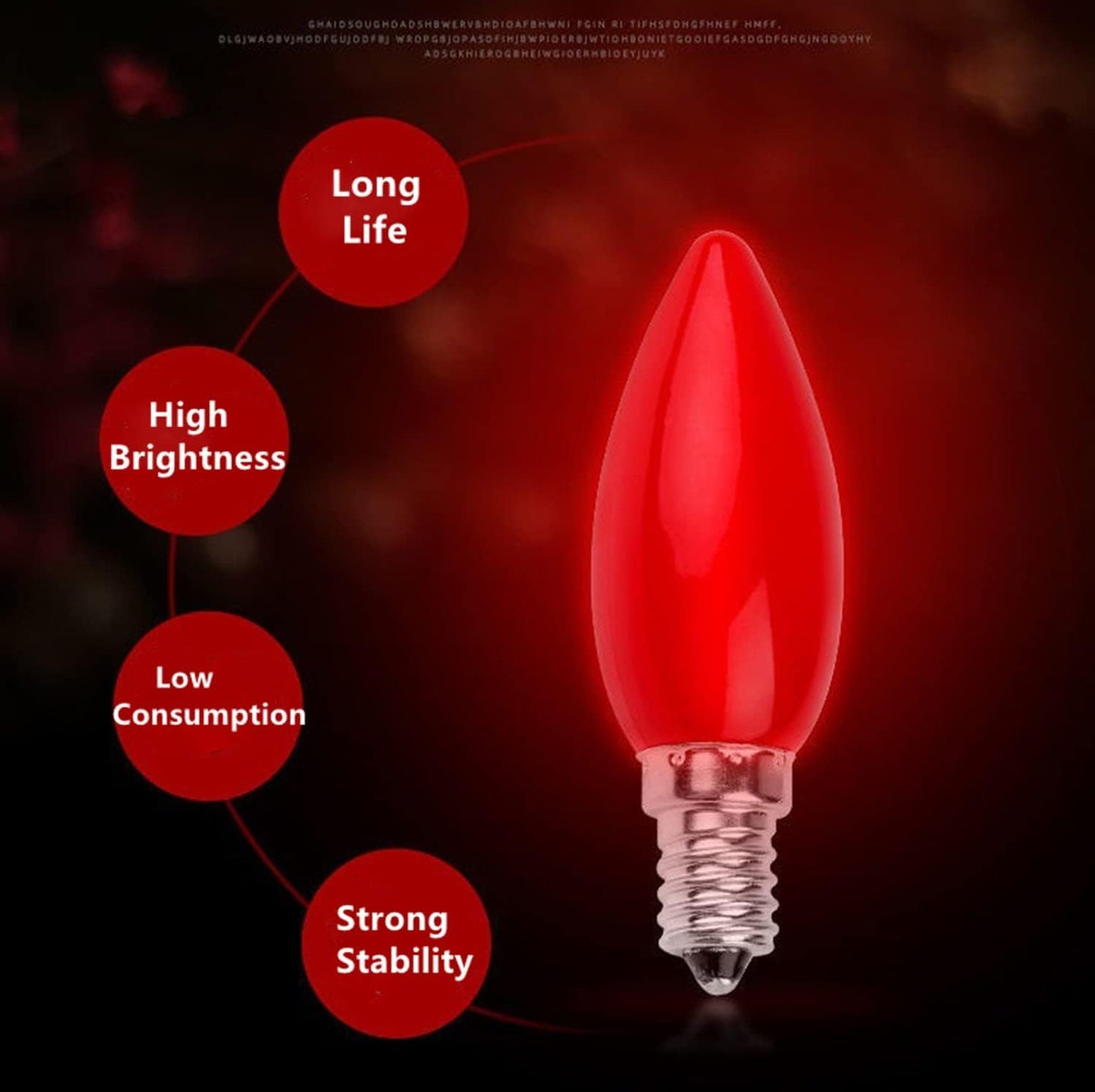 Minsily 16 Pack Red C7 LED Candelabra Light Bulbs 1W C7 Replacement Light Bulbs 8W Equivalent Mini E12 LED Decorative Bulb Candle Bulbs 110V Night Light Salt Lamp for Christmas Holiday Patio Decor