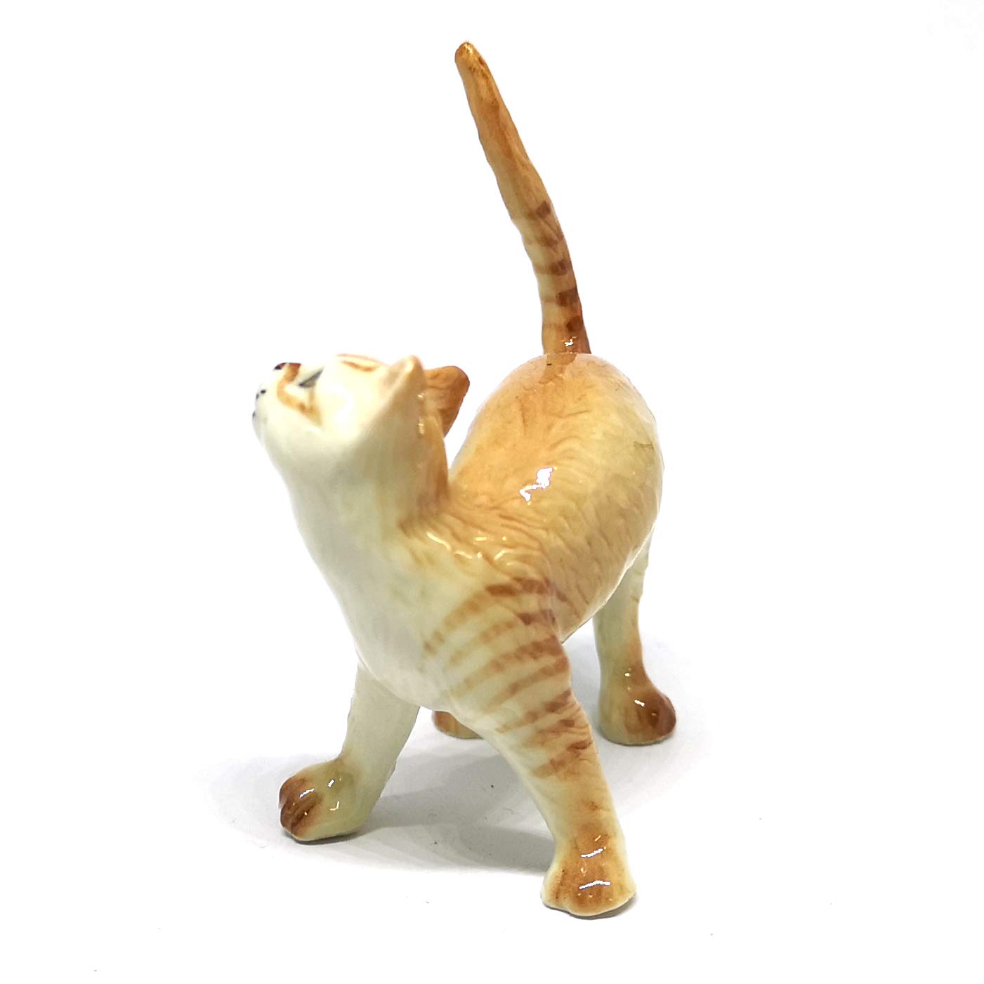 ZOOCRAFT Ceramic Orange Tabby Cat Figurine, Hand-Painted Stoneware Kitten Sculpture for Shelf & Desk — Artisan Gift for Cat Lovers, Cat Moms & Pet Owners