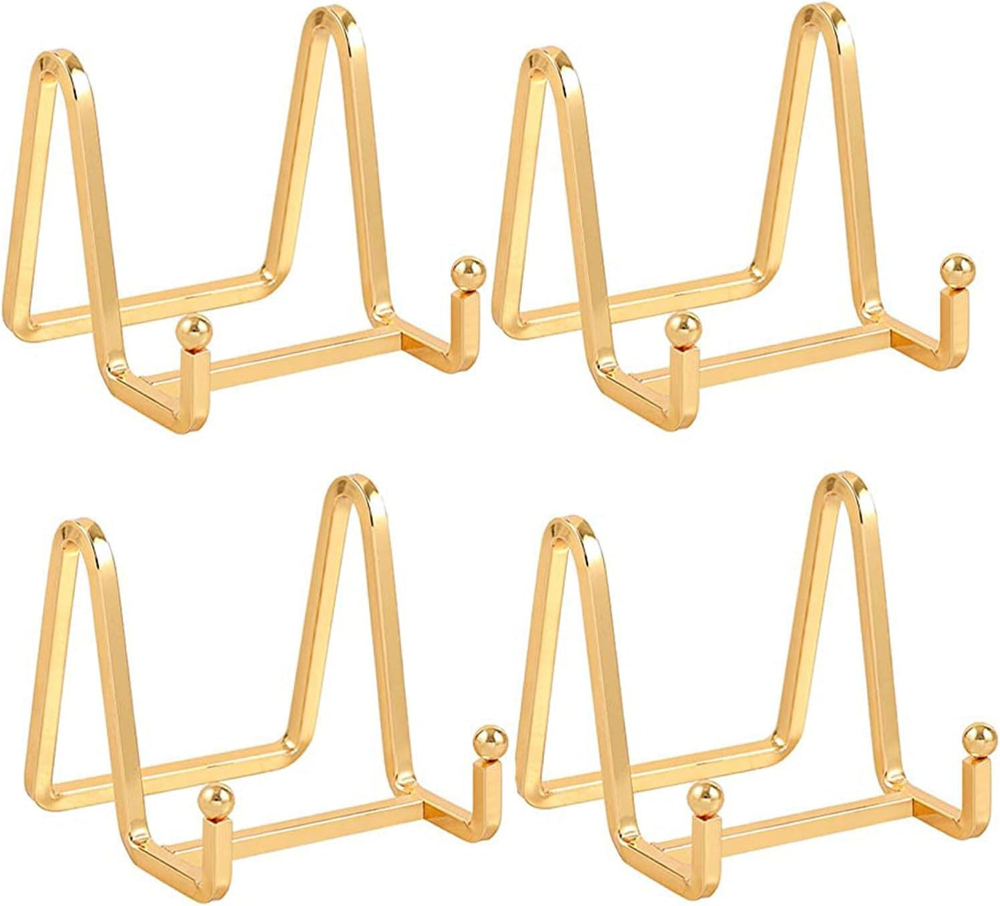 Plate Holder Easel Display Stand - 3 inch Metal Plate Stands for Display - Tabletop Picture Stand - Gold Iron Easels for Display Pictures | Photo Frames | Book | Decorative Plates | Plaque - 4 Pack