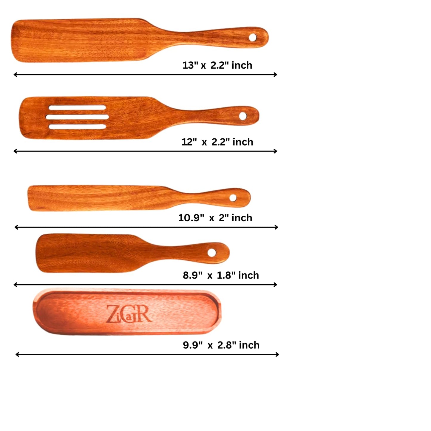 Wooden Spatula - 5Pcs Teak Wood Spurtle Utensils Set – Non Toxic Spatula - Spurdle with Rest - Heat-Resistant – Spurtle for Sourdough Starter - Mixing, Cooking, Serving Spoon- NonStick - A Gift