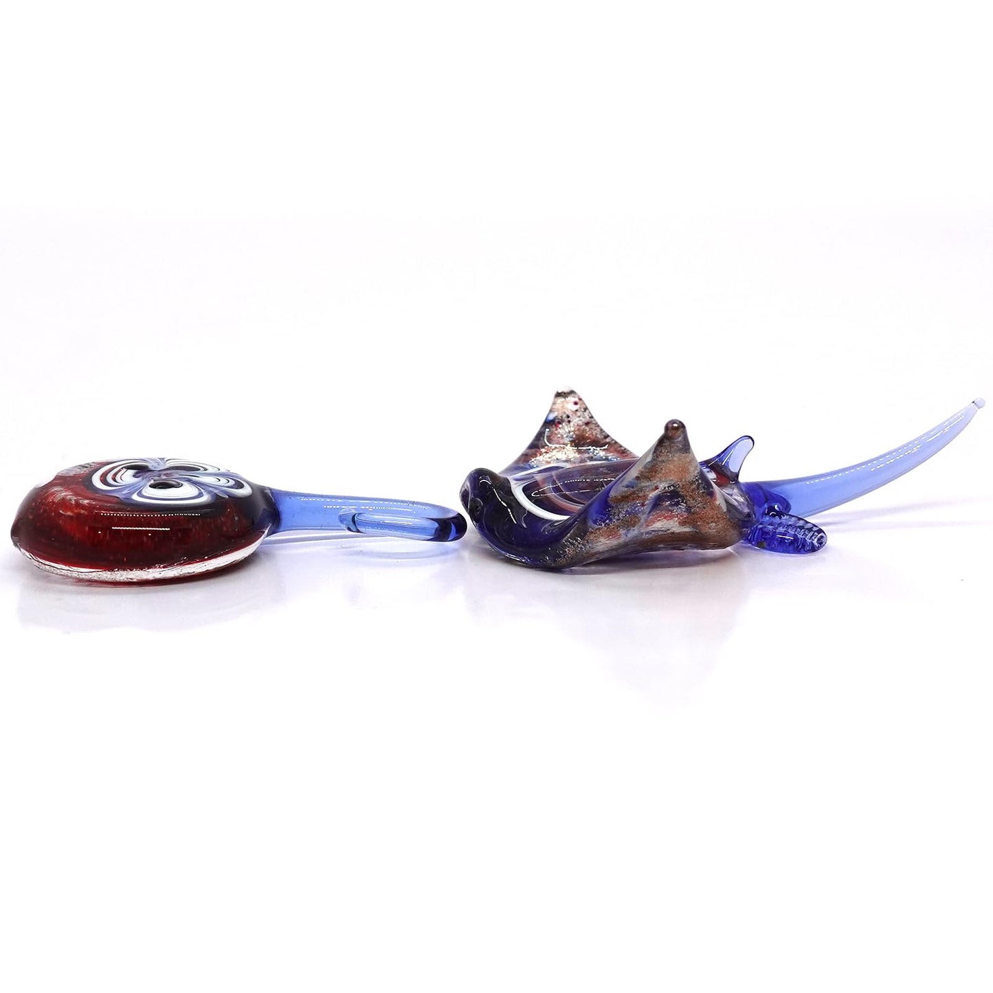 Sansukjai 2 Manta Ray Fish Miniature Figurines Animals Hand Blown Glass Art Collectible Gift Decorate