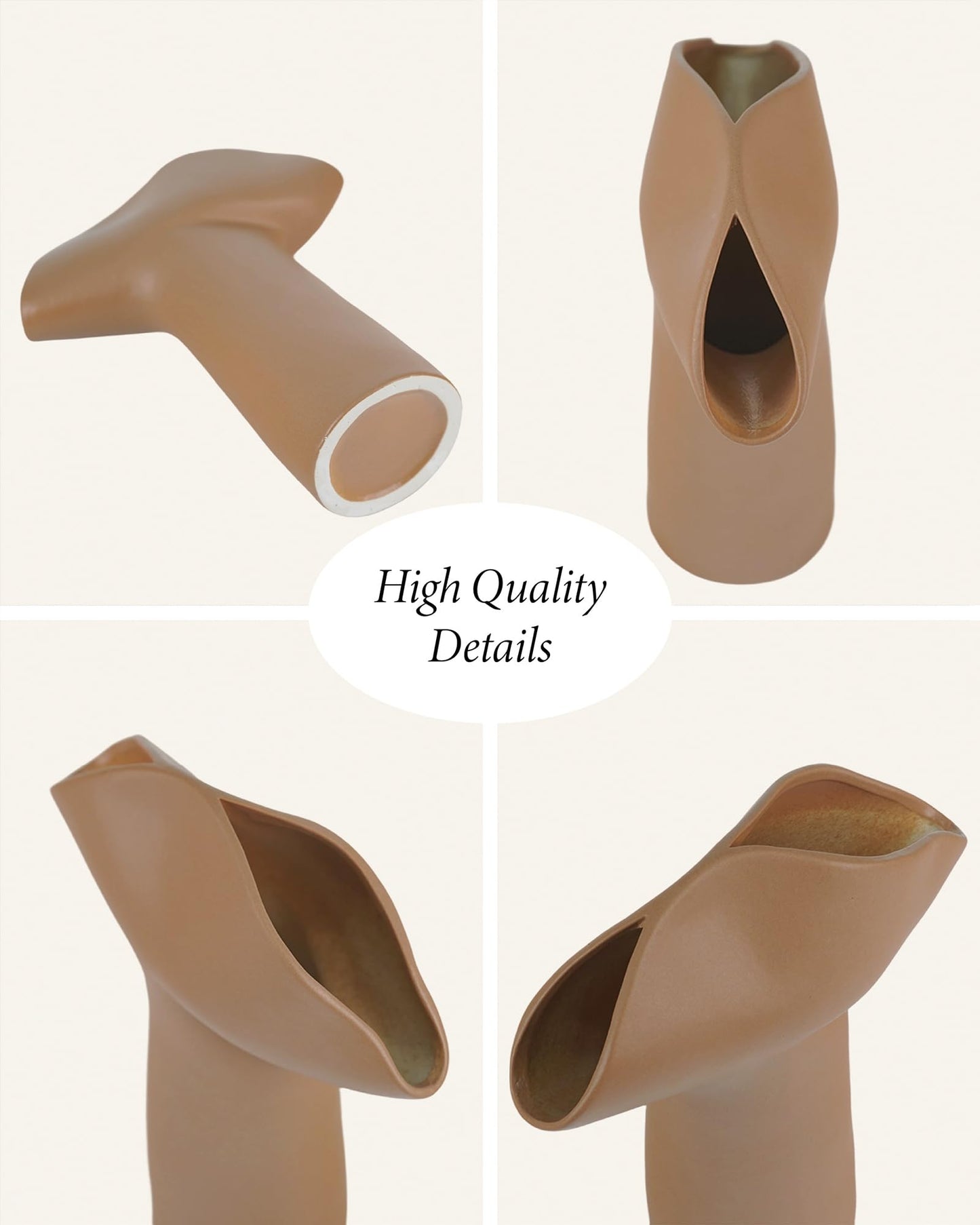 Ceramic Vase for Flowers, Unique Organic Shape Home Decor for Shelves, Console Table, Entryway, Dresser & TV Stand, Boho Style Decor for Living Room, Kitchen & Bedroom OOSTONEE