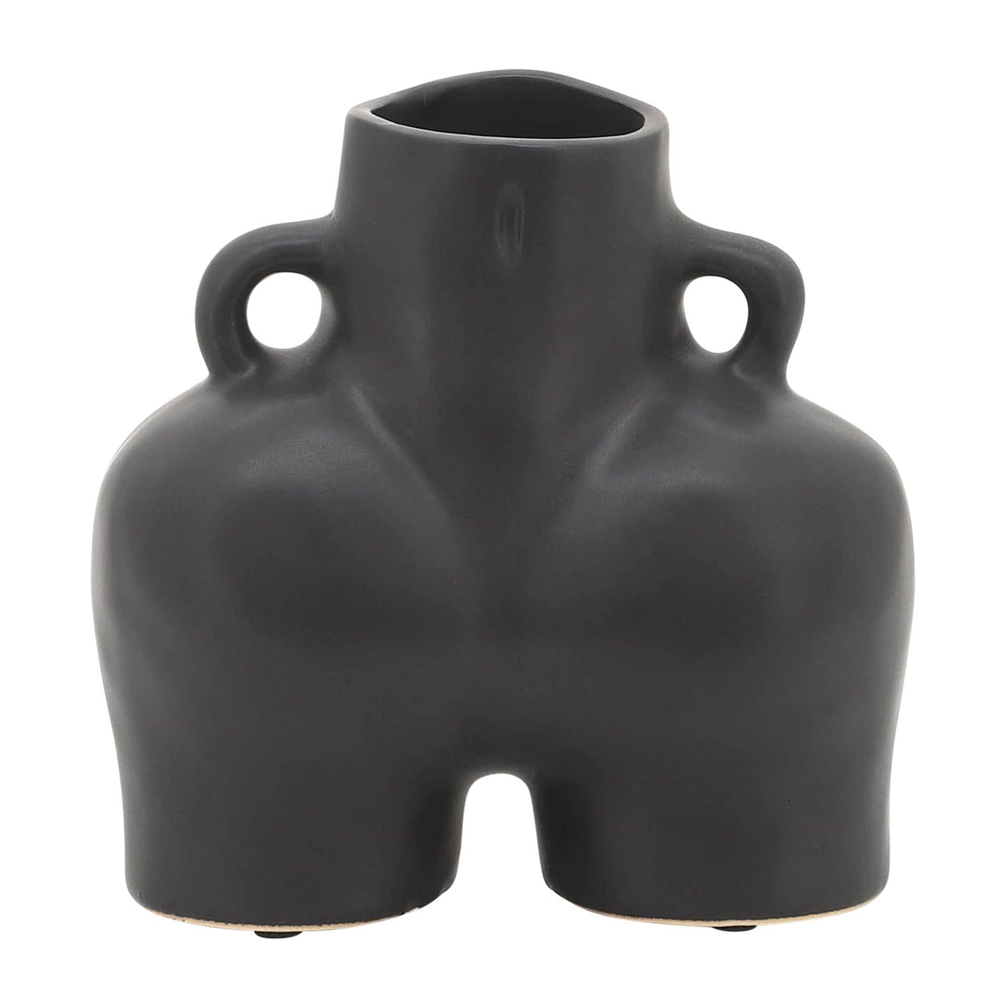 Ceramic Vase Flower Holder – Decorative Accent for Shelves or Tables, Living Room, Bedroom, or Office Placement, Modern Sculptural Home Decor Design for Visual Impact – 6", Black