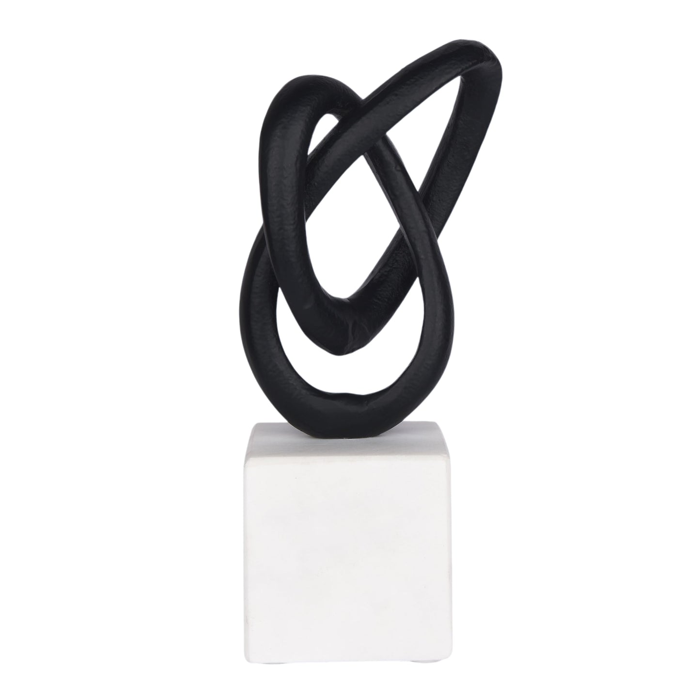 Cruiser’s Caché Entwined Love Sculpture, Artisan-Made Cast Aluminum with Black Anthracite Finish, Natural Marble Base, 10"