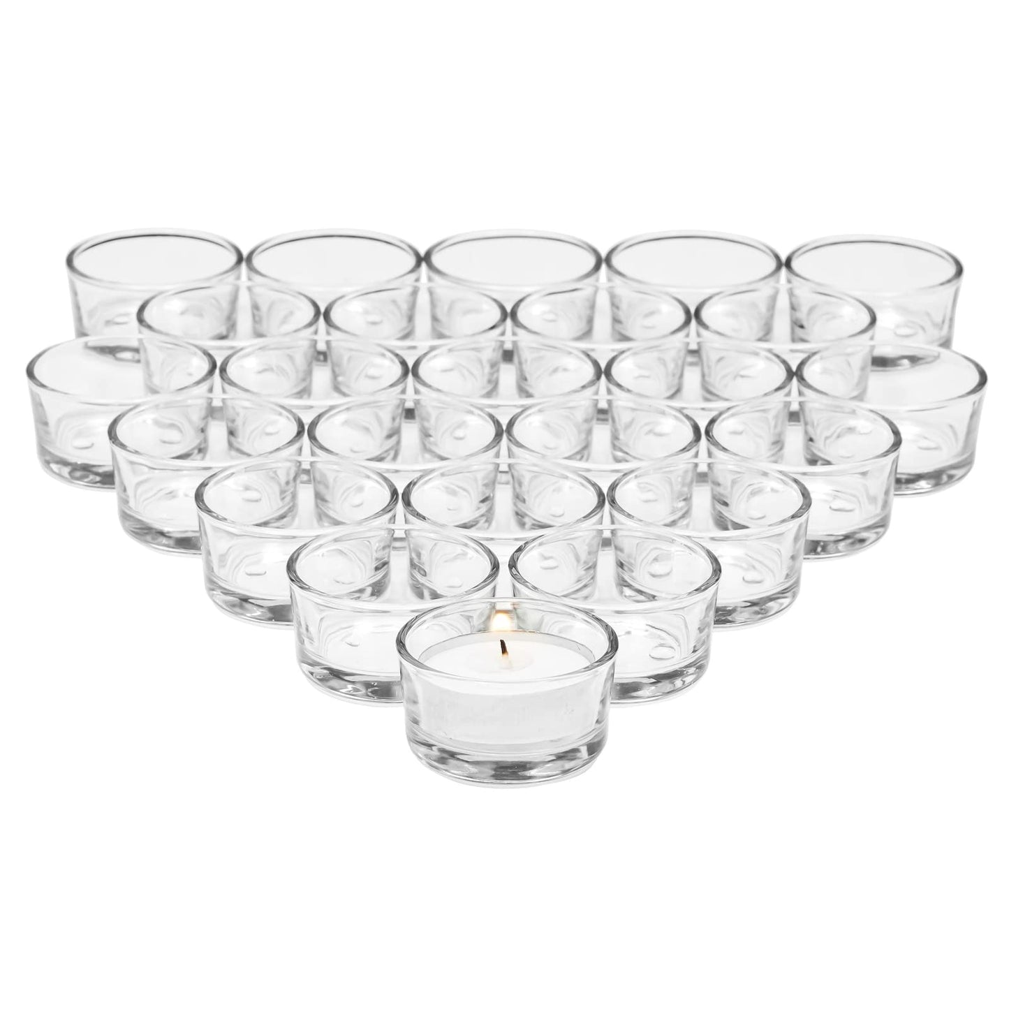 Juvale Glass Votive Candle Holders - Fits Standard Tealight Candles - Short Tealight Holders - Pack of 24, 1.9 in Dia x 1.0 in H