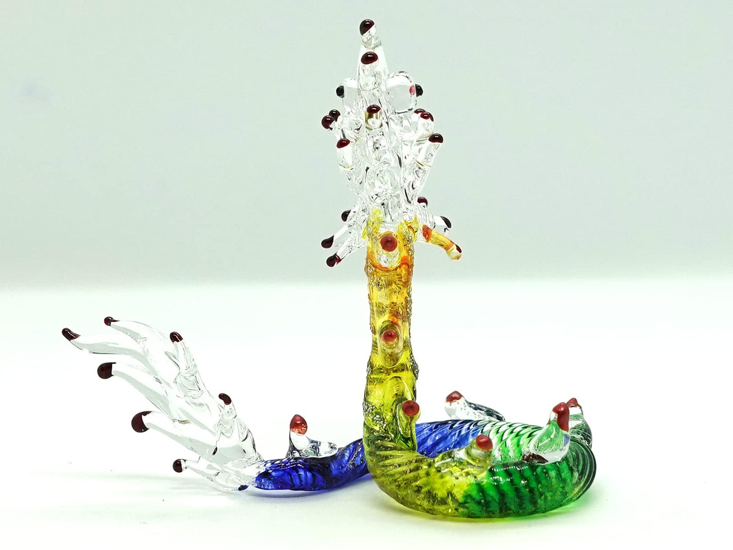 Sansukjai Nak/Dragon Thai Miniature Figurines Animals Hand Painted Blown Glass Art Collectible Gift Home Décor, Rainbow