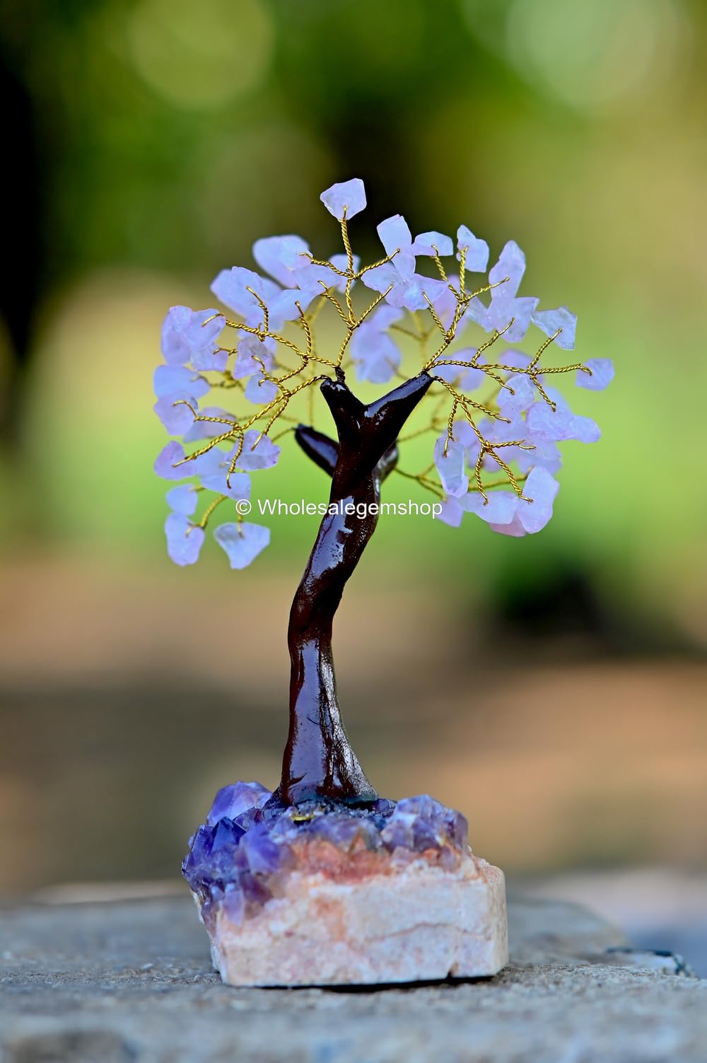 GEMSCITE Crystal Healing Gemstone Tree, Natural Stone Base, Home Decor Handcrafted Feng Shui Gemstone Bonsai for Energy & Protection (Pack of 1)