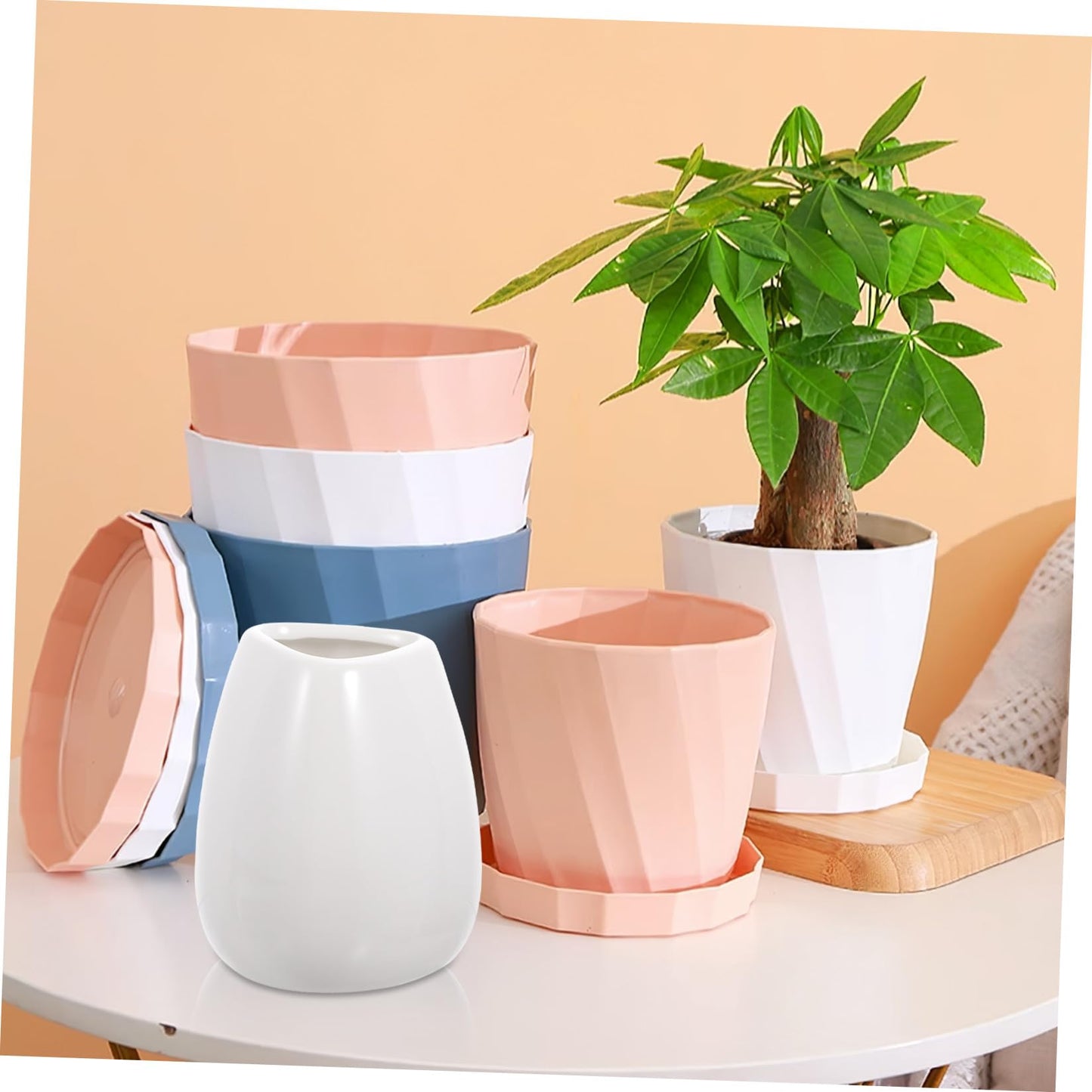 HOMOCONO Ceramic Vase Small Tabletop Flower Vase for Single Stem Flowers Dried Arrangements Centerpiece for Dining Table Home Decor Office Desktop Decor DIY Flower Arrangement 4.33 X 3.54 X 4.13 in