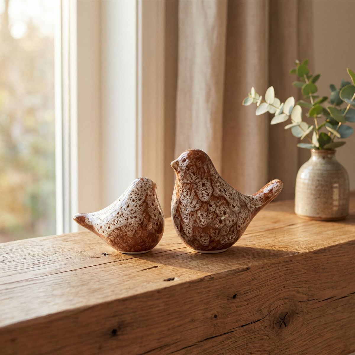 DQMPTCUA statueBird Statues, Modern Home Decor, Suitable for desks, Bookshelves, bedrooms, Living Rooms, cabinets, and Fireplace Mantel Decorations. Ceramic Animal Statues. (Off-White)