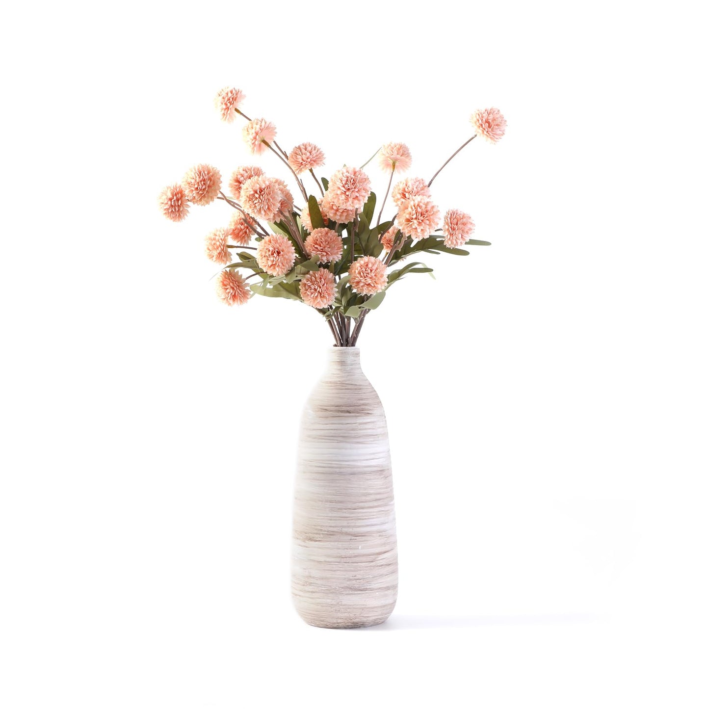 ALMA 2025 Updated 11 in Tall White Beige Vase for Boho Home Decor, Thin Ceramic Vase for Single Rose, Pampas Grass, Decorative Rustic Vase for Flowers, Dining Table Centerpieces,Table Top Decoration