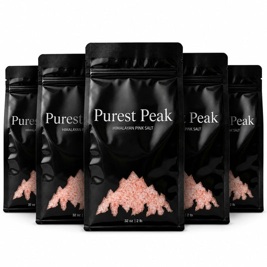 Purest Peak Fine Grain Himalayan Pink Salt, 32 Oz Bag Pack of 5 – Pure Gourmet Food Grade Chef Salt, Fine Grain Sea Salt, Natural Rock Salt, Kosher, Vegan, and Gluten Free