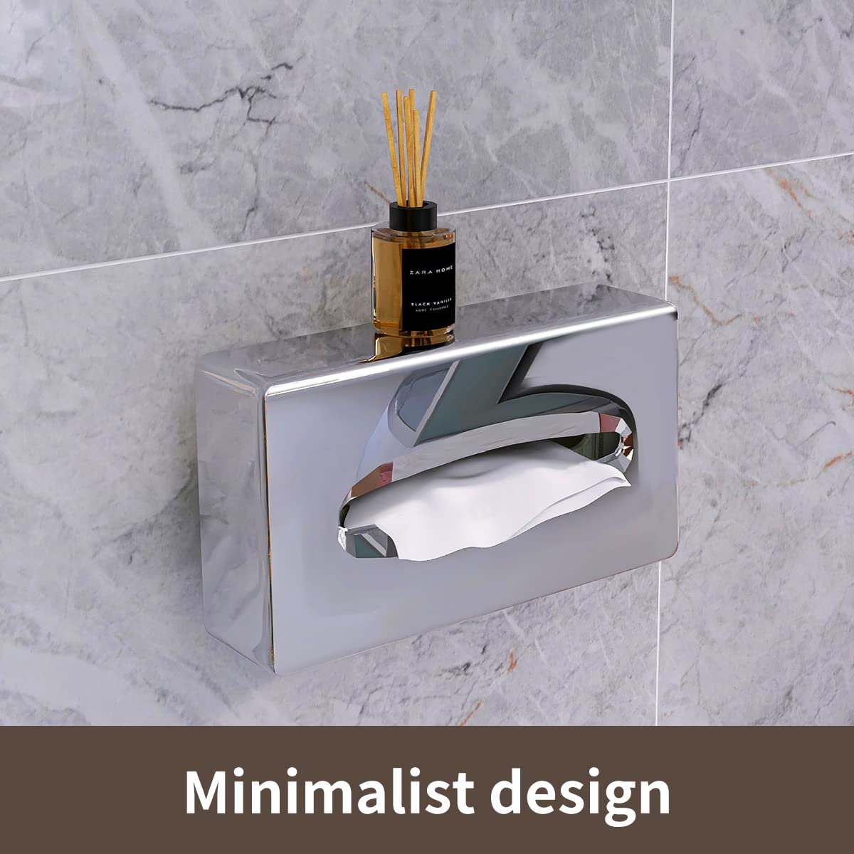 Y-in Hand Tissue Box Cover, Rectangular Mirror Wall Mounted Facial Paper Holder Dispenser, Prefert for Storage on Bathroom Vanity, Kitchen, Night Stand, Countertops Office and Car.