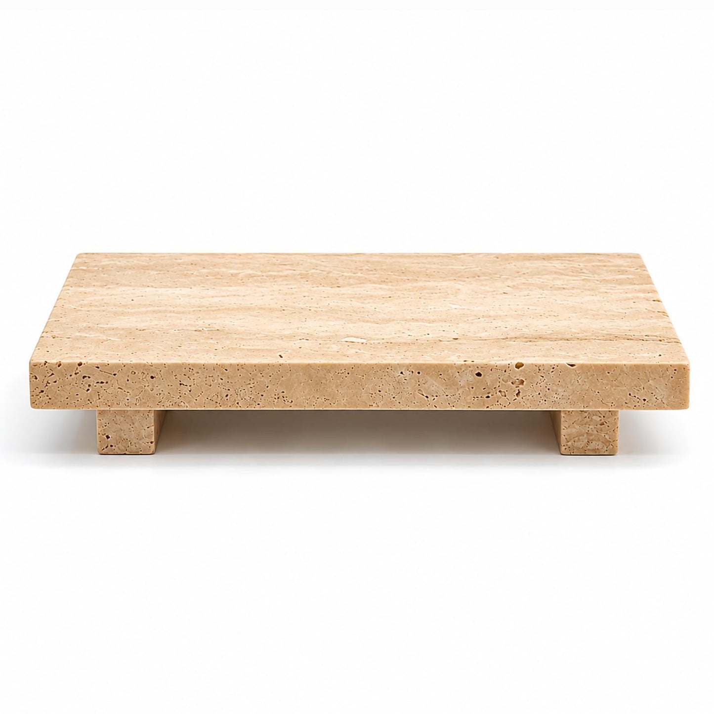 Natural Travertine Pedestal Tray, Stone Vanity Riser for Soap, Perfume, Jewelry and Candles, Decorative Bathroom Counter Tray