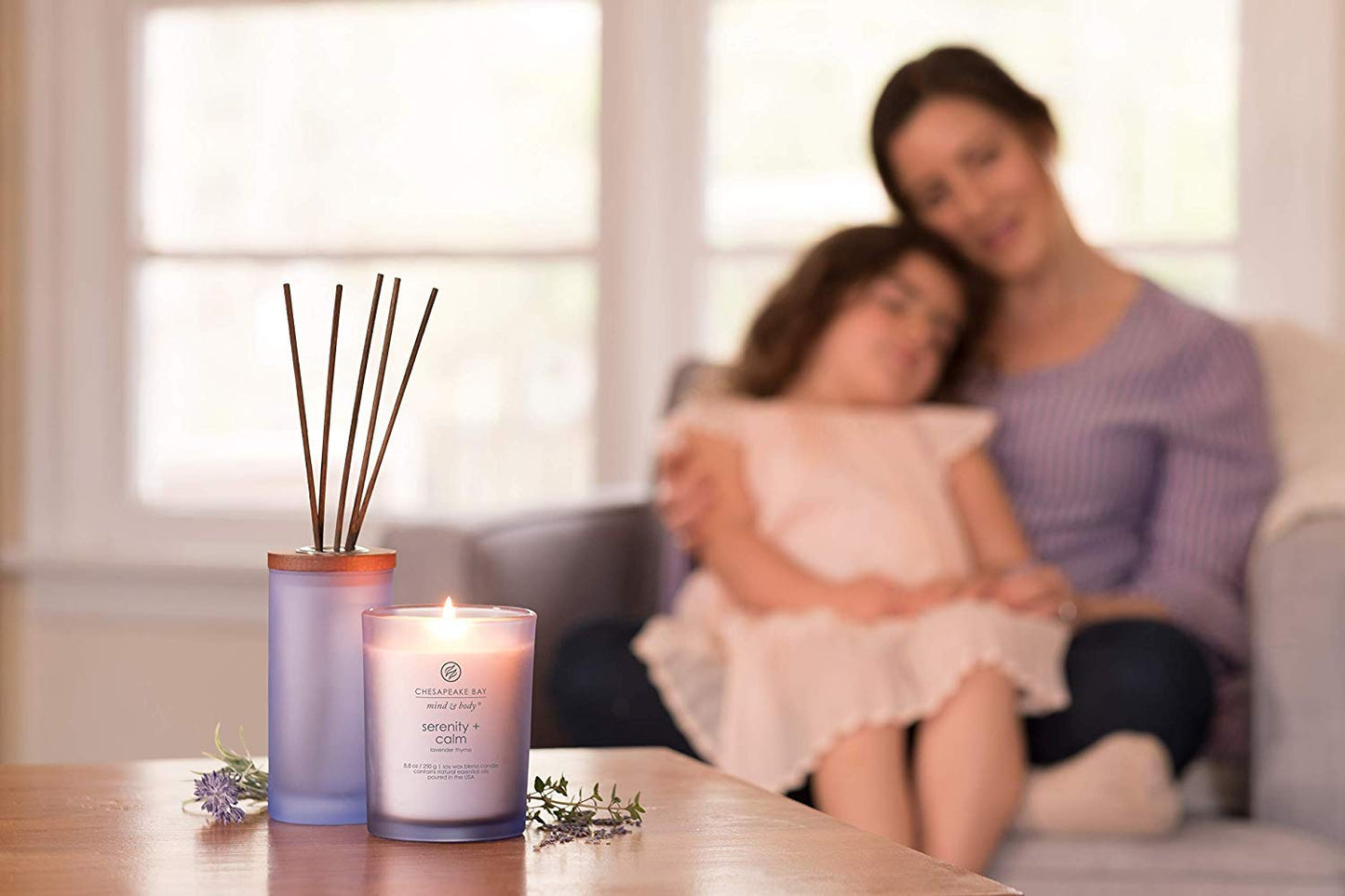 Chesapeake Bay Candle Scented Candles Serenity + Calm (Lavender Thyme) Medium Jar 2-Pack Perfect for Home Décor and Gifting