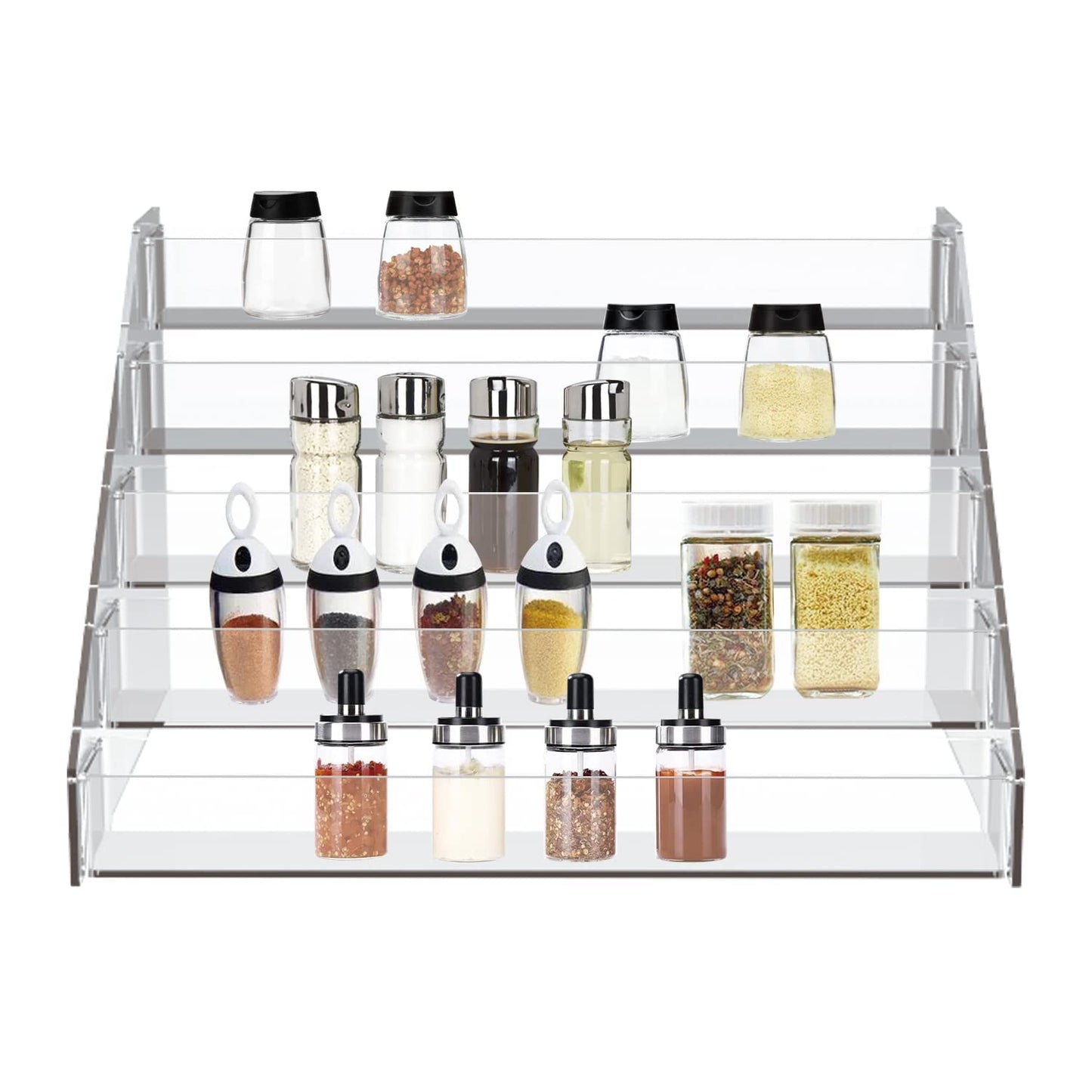 WUIVIUT Spice Rack Organizer For Cabinet, 3 in/Tier Acrylic Tiered Spice Shelf Can Storage Organizer for Kitchen Pantry Countertop