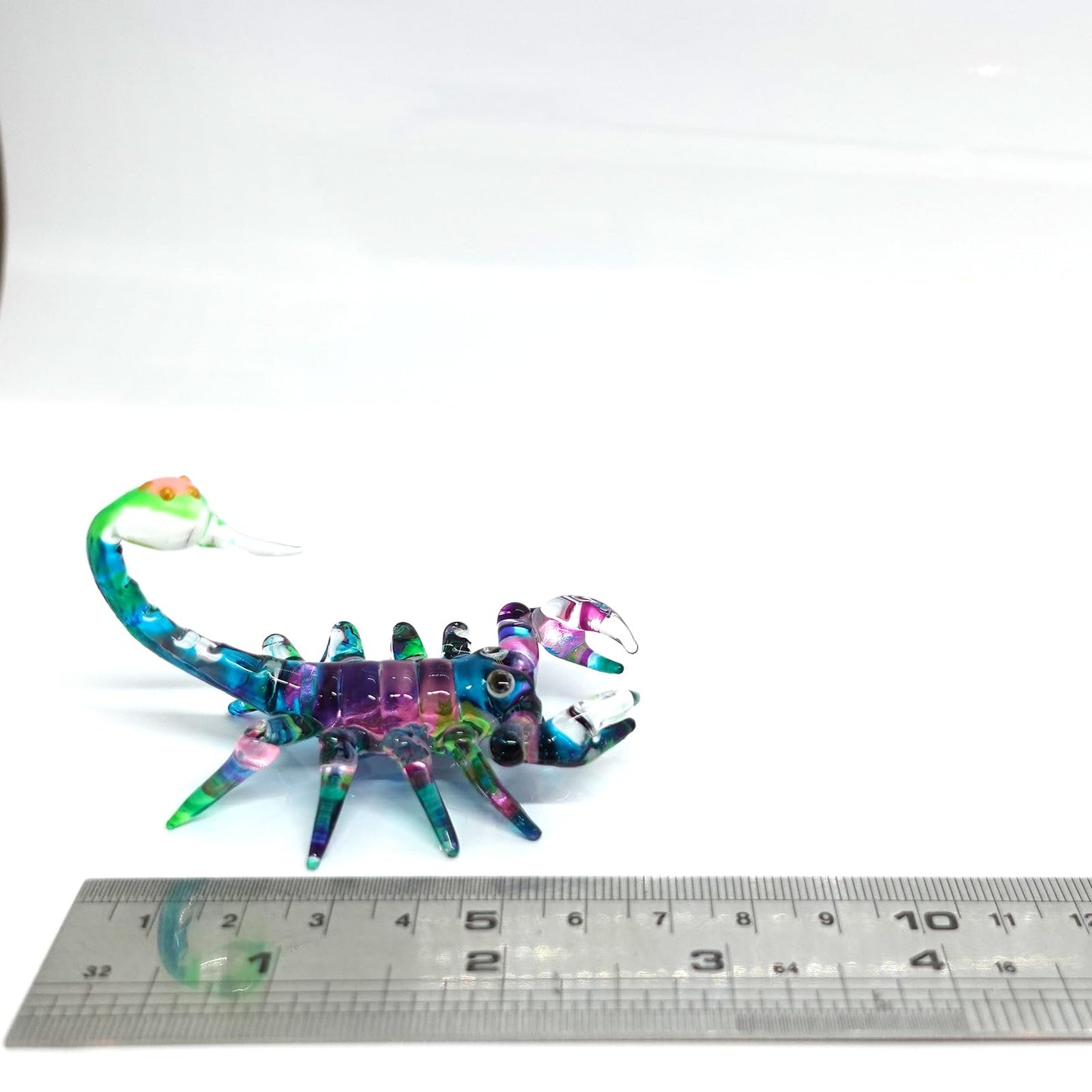Sansukjai Scorpion Miniature Figurines Animals Hand Painted Blown Glass Art Collectible Gift Decorate (Multi-Pastel)