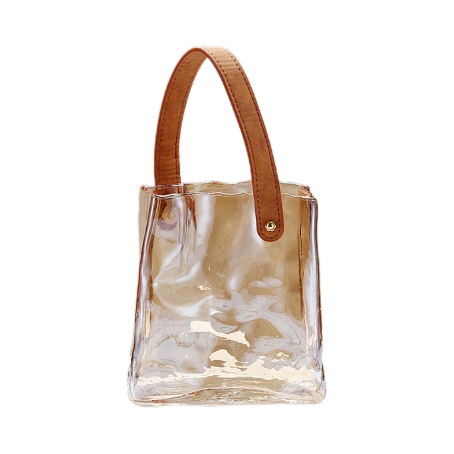 Handmade Leather - Handle Handbag - Style Glass Vase - Simple Elegance for Your Space(Amber)