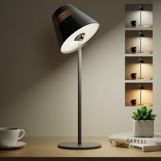 Honeywell M1 Sunturalux Cordless Table Lamp Single Pack, CRI≥90 Full Spectrum Eye-Caring, 4 Color Temp Stepless Dimmable Touch Control, 3600mAh Battery Operated for Bedroom Restaurant Camping, Black