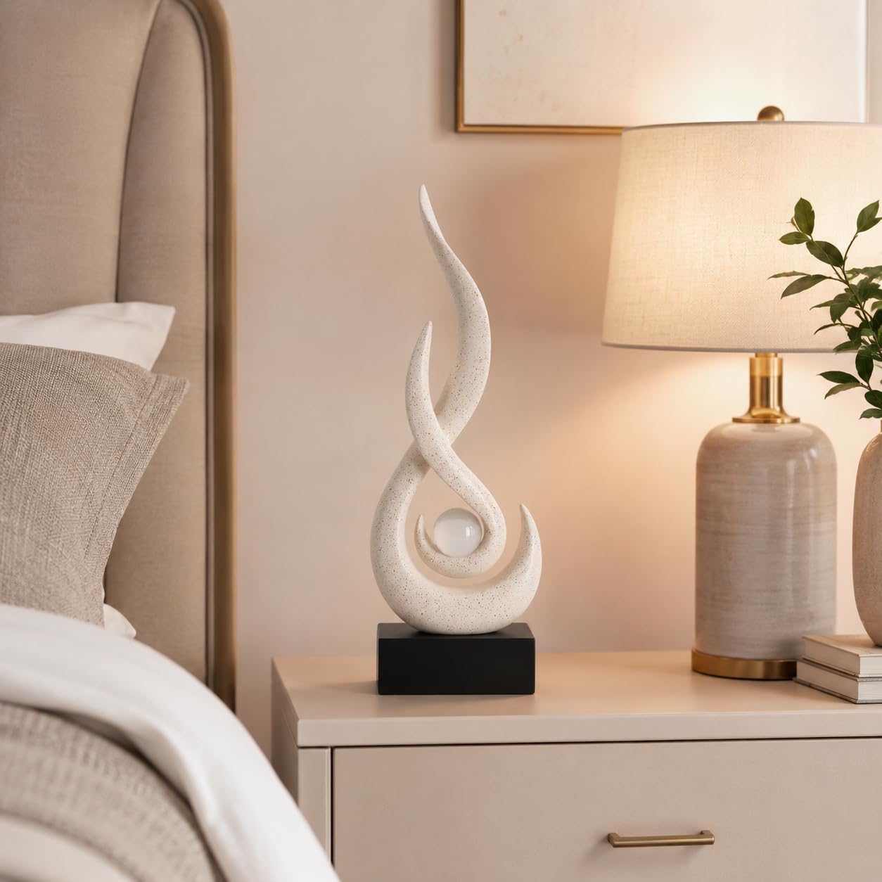 XYQXYQ Modern Abstract Art Table Decoration,Resin Flame Statue Modern Centerpiece Ornaments for Living Room Great Gift Idea Home Decor,Collectibles (Beige)