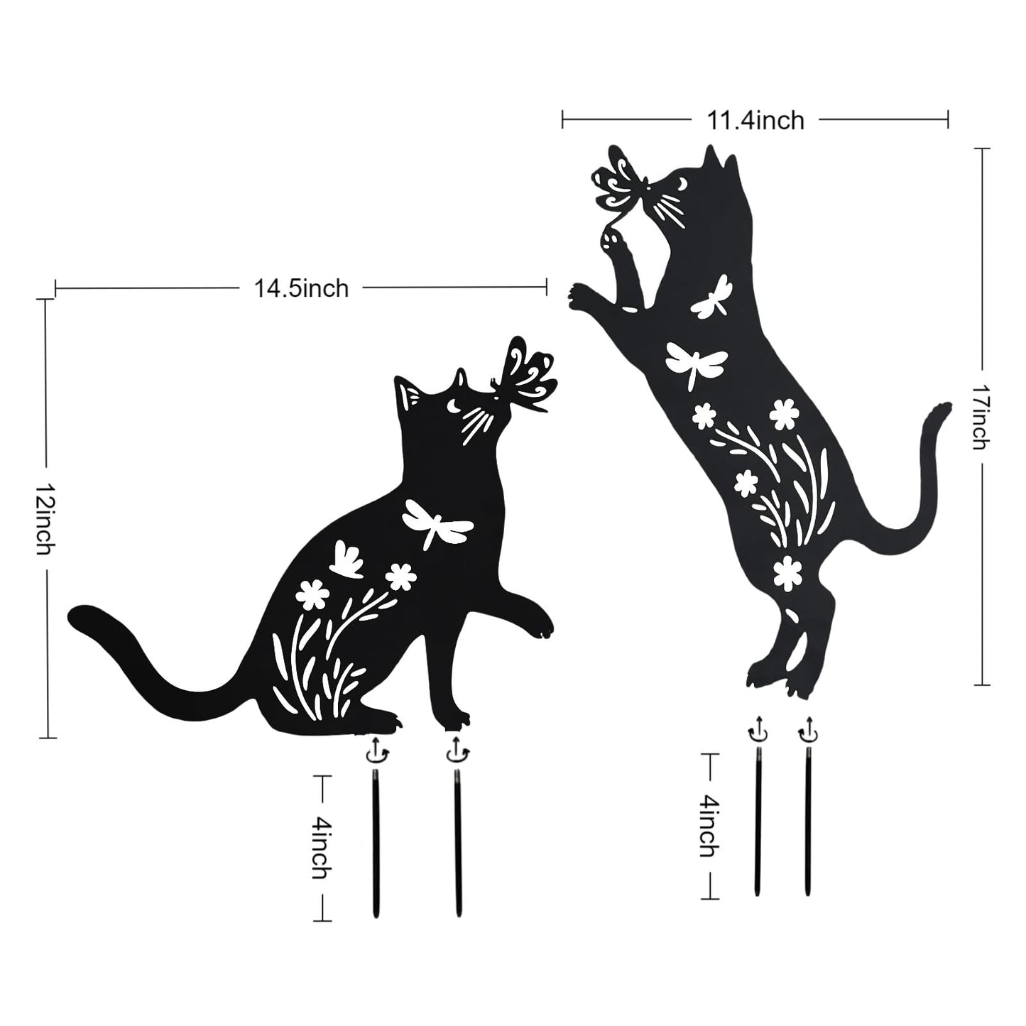Askrinold Outdoor Cat Garden Decorations Black Cat Silhouette Statue, Cat Lover's Gift for Outdoor, Courtyard Decoration and Lawn Arrangement