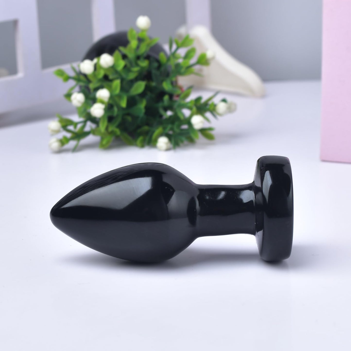 YOUNAIERZX Natural Black Obsidian Crystal Healing Wand, Polished Stone, Teardrop Shape, 4cm Length, Meditation Tool