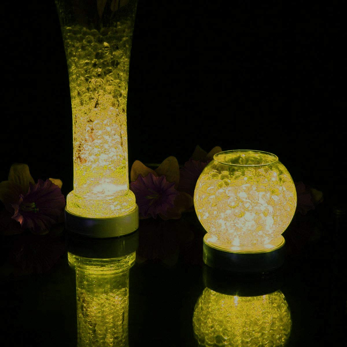 Kitosun 4inch Round LED Base Vase Light with 9 Super Bright LEDs for Centerpiece Vase Lighting Decoration Operated by 3aa Batteries Warm White Lights (Warm White)