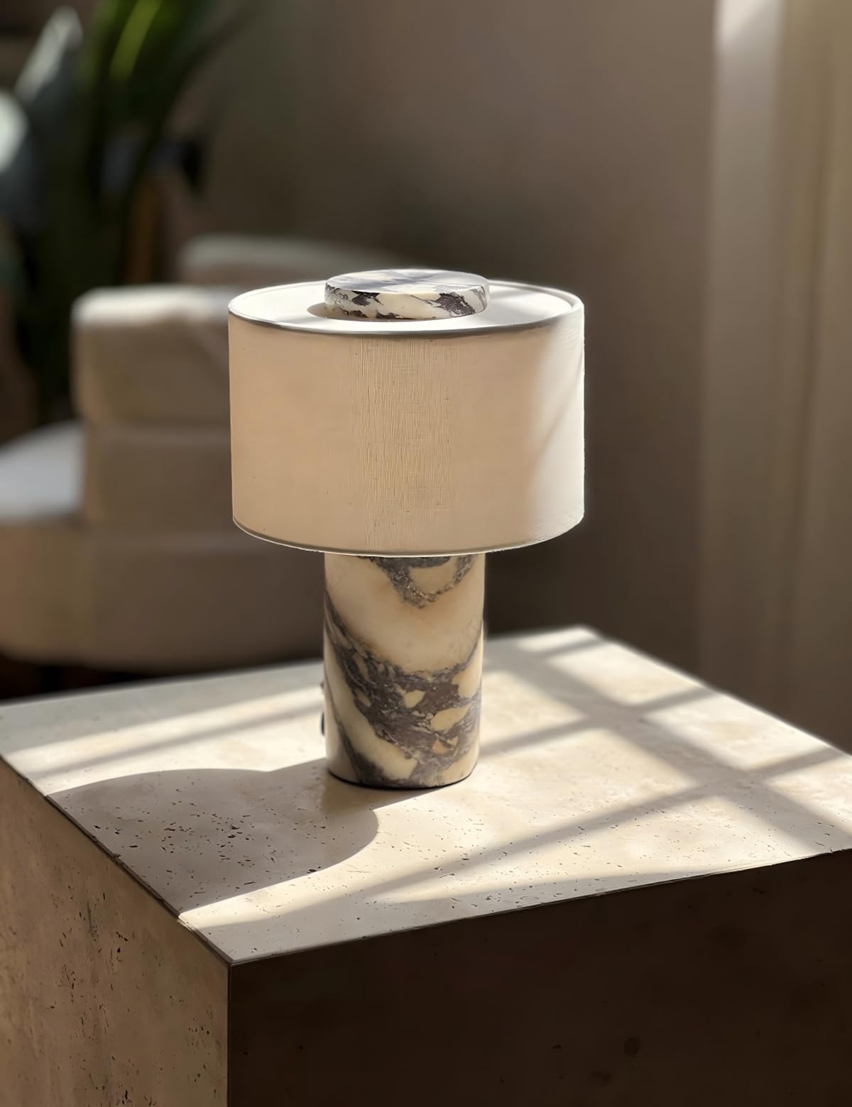 BSOD Marble Lamp, Stone Table Lamps Rechargeable Modern Decorative Touch Dimmable Cordless Luxury Design Bedside Lamp for Home Decor, Bedroom, Living Room & Office (Rechargeable Calacatta Viola Lamp)