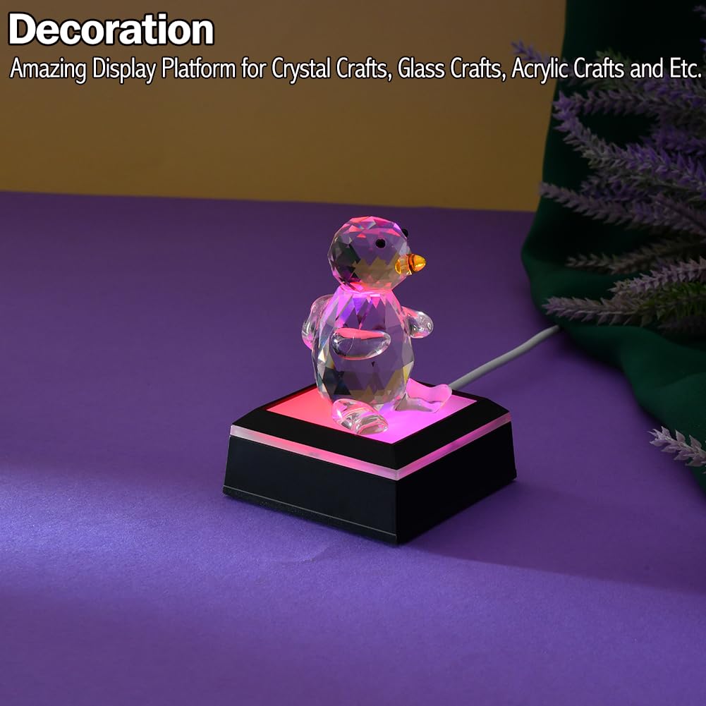 IFOLAINA LED Light Base Multicolor Show Stand Square Display Plate 9 Lighting Mode Color Change for 3D Crystal Art and Glass Ball Resin Figurine
