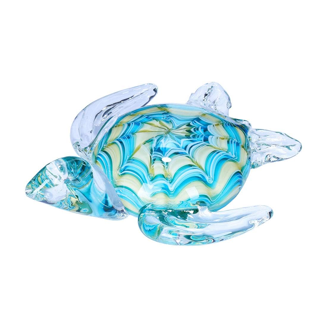 QFkris 6" Blown Glass Sea Turtle Figurine, Handmade Glass Sculpture, Home Decor, Birthdat Present