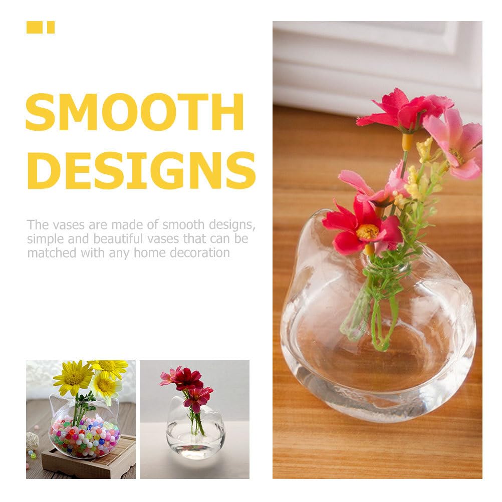 FOMIYES Cat Shaped Glass Vase 3.9 Inch Small Decorative Flower Vase Hydroponic Planter for Home Office Desk